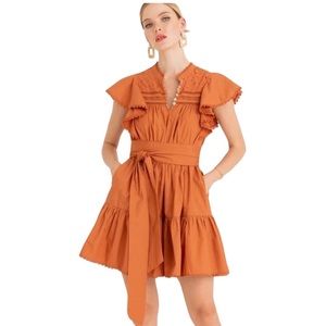 Secret Mission Women’s Bartolina Mini Dress Embroidered Tiered Ruffle Small